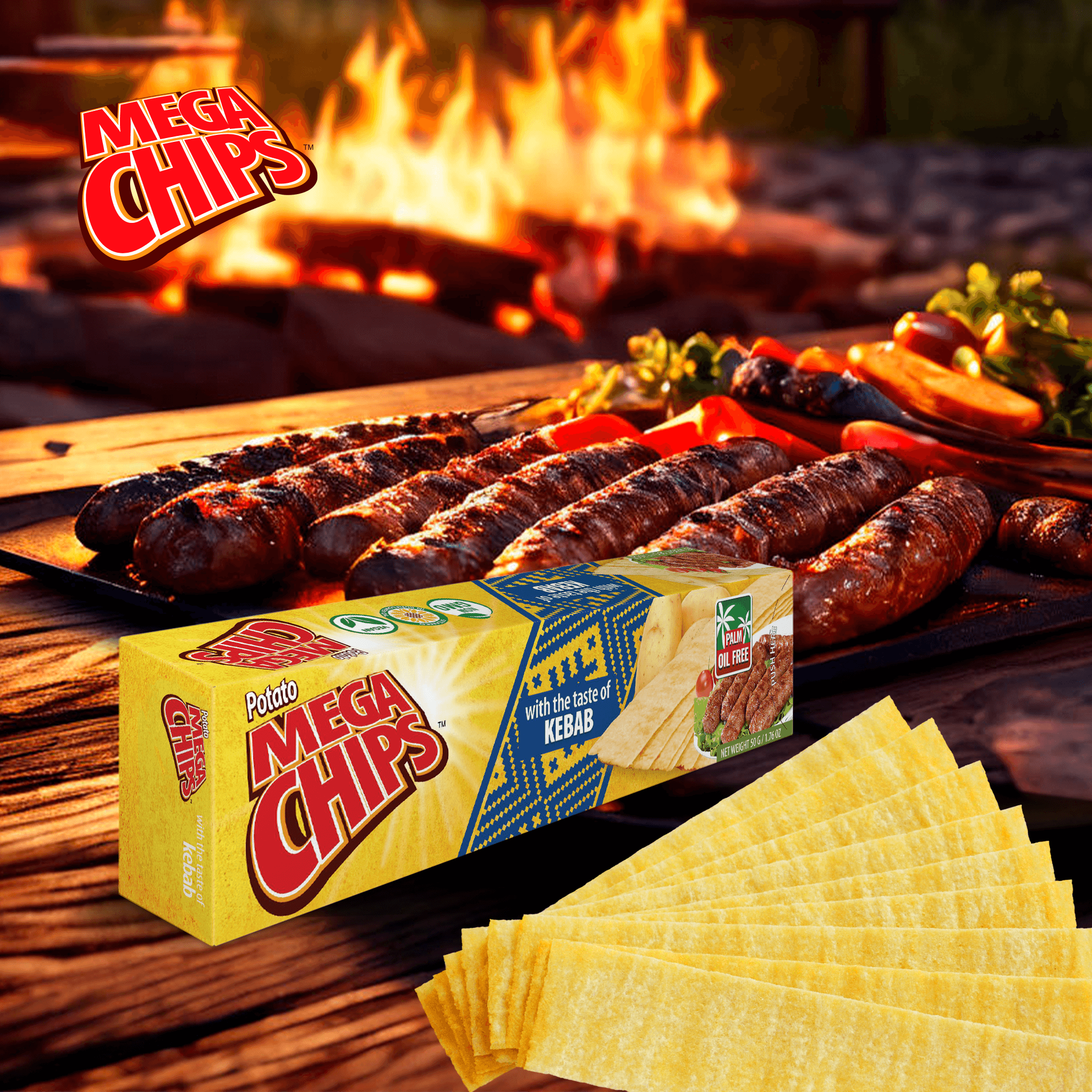 Mega Potato Chips with Kebab Taste 50g