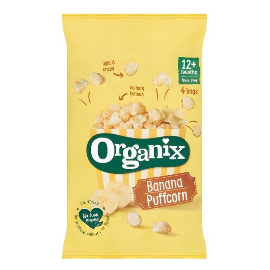 Πολυσυσκευασία Pop Corn 'Banana Puffcorn' +12μ (4x10γρ)