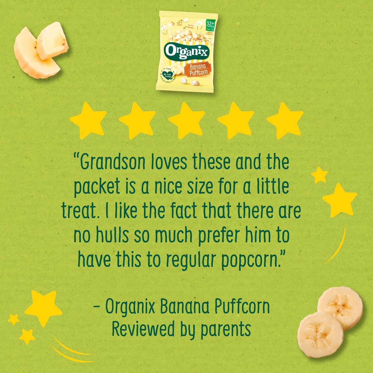 Πολυσυσκευασία Pop Corn 'Banana Puffcorn' +12μ (4x10γρ)