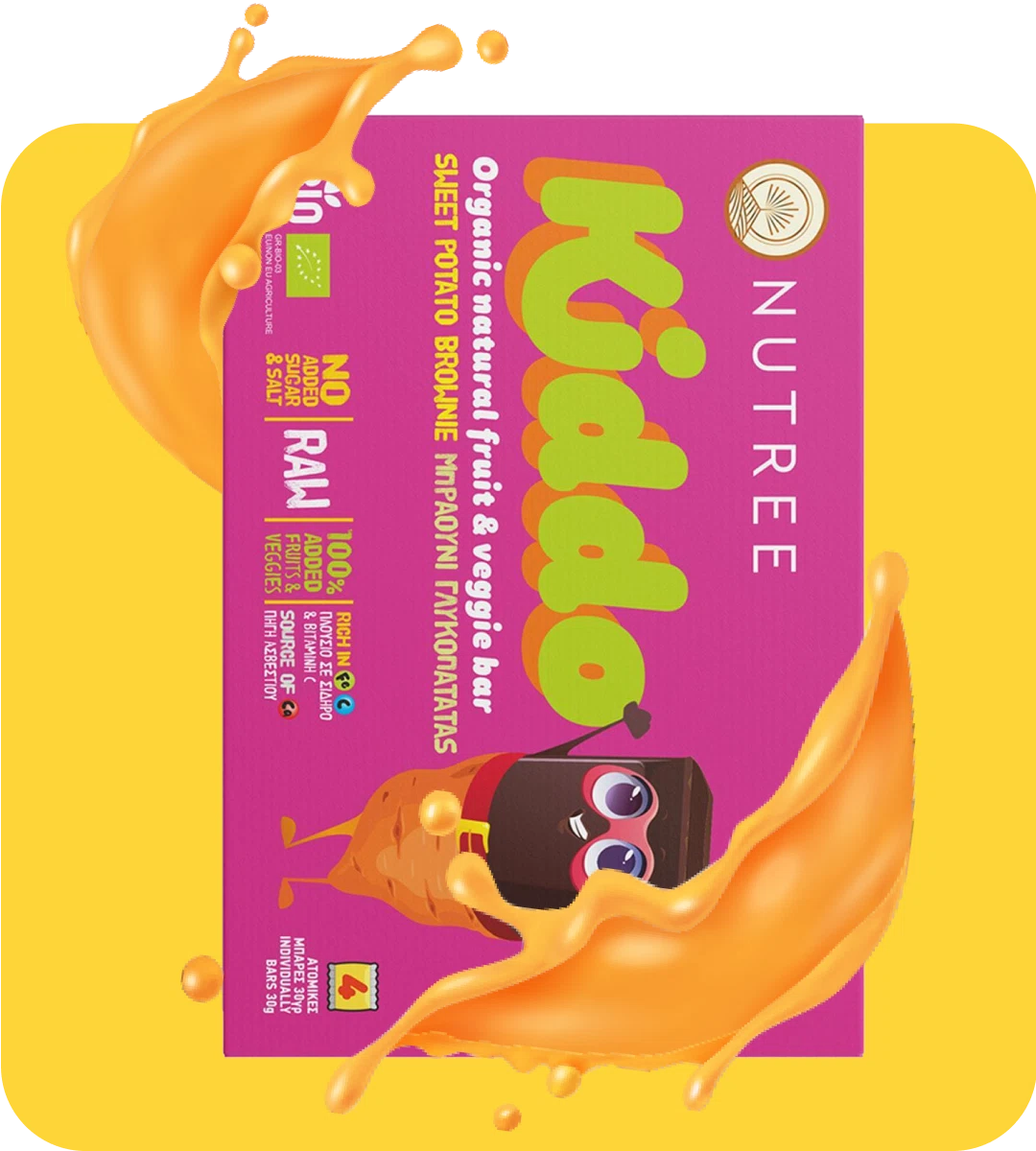 NUTREE Kiddo Βιολογικές Παιδικές Μπάρες Sweet Potato Brownie